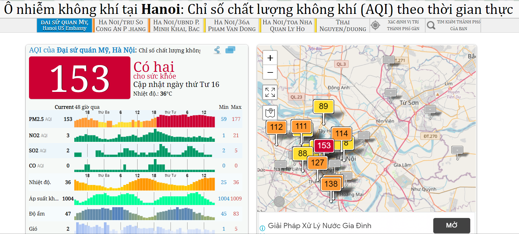 Chất lượng không khí Hà Nội ngày 29 ở mức xấu, có hại cho sức khỏe