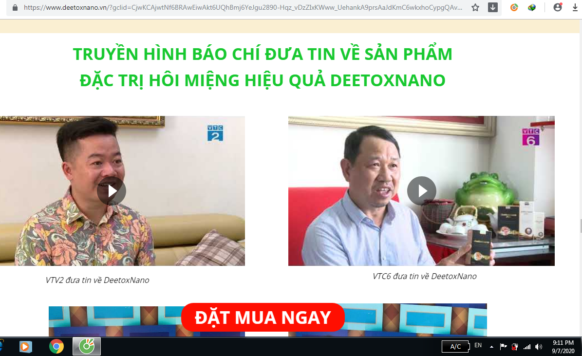 Quảng cáo nổ về công dụng sản phẩm TPBVSK Deetoxnano đang lừa dối người tiêu dùng Việt