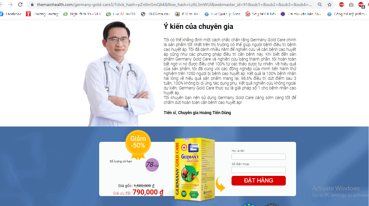 TPBVSK Germany Gold Care quảng cáo không đúng bản chất lừa dối người tiêu dùng