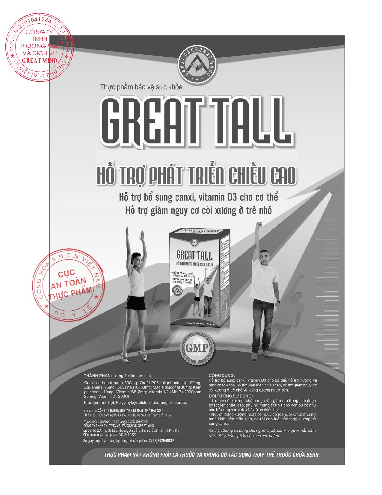 TPBVSK Great Tall “nổ” công dụng  giúp tăng chiều cao cho người hơn 30 tuổi