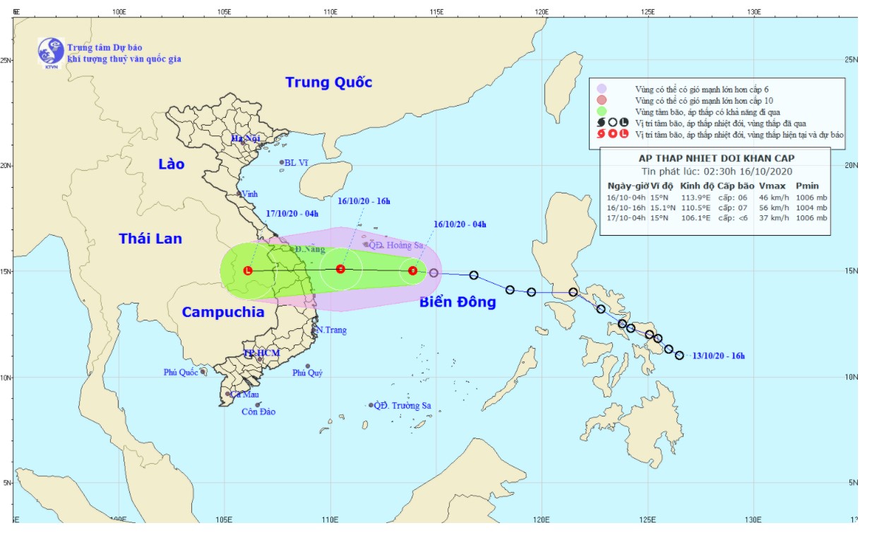 Dự báo thời tiết hôm nay 1610 Áp thấp nhiệt đới gây mưa lớn, gió giật mạnh