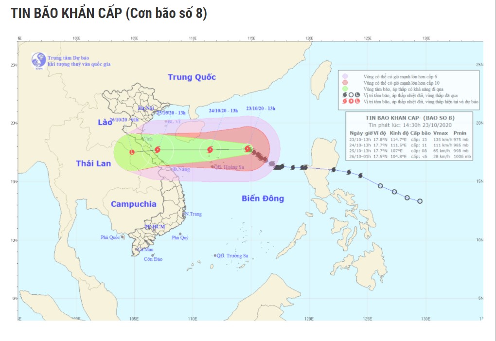 Cập nhật mới nhất về cơn bão bão số 8 Đang đổ bộ vào biển Đông