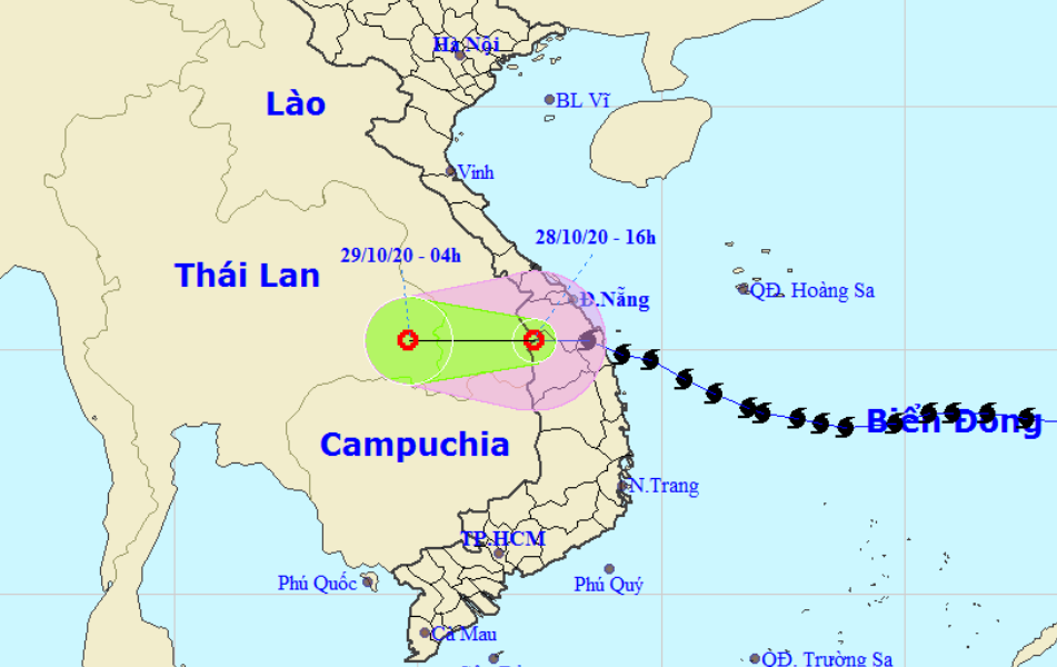 Bão số 9 đã suy yếu thành áp thấp nhiệt đới