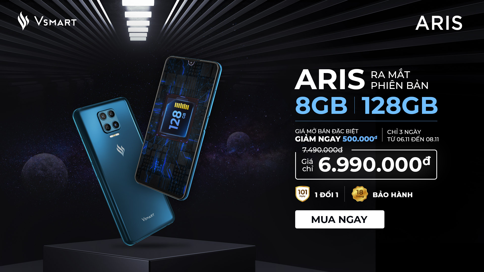 Ra mắt Vsmart Aris nâng cấp cấu hình 8GB RAM128GB giá không đổi