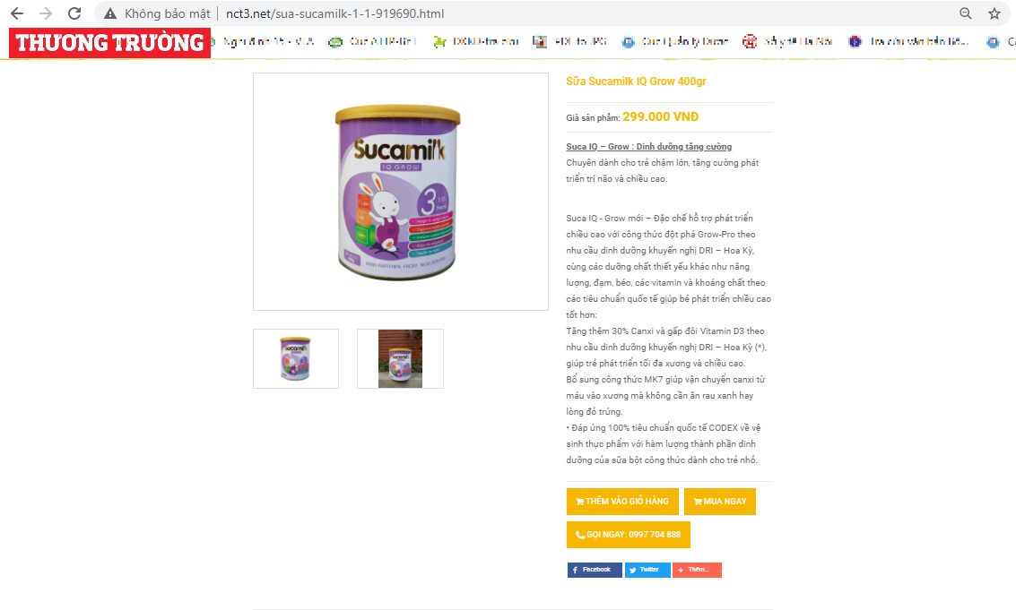 Cần làm rõ xuất xứ thực phẩm dinh dưỡng Sucamilk được quảng cáo nguyên liệu nhập khẩu New Zealand của Công ty CP Đầu tư quốc tế NCT3