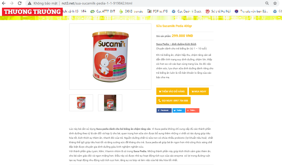 Cần làm rõ xuất xứ thực phẩm dinh dưỡng Sucamilk được quảng cáo nguyên liệu nhập khẩu New Zealand của Công ty CP Đầu tư quốc tế NCT3