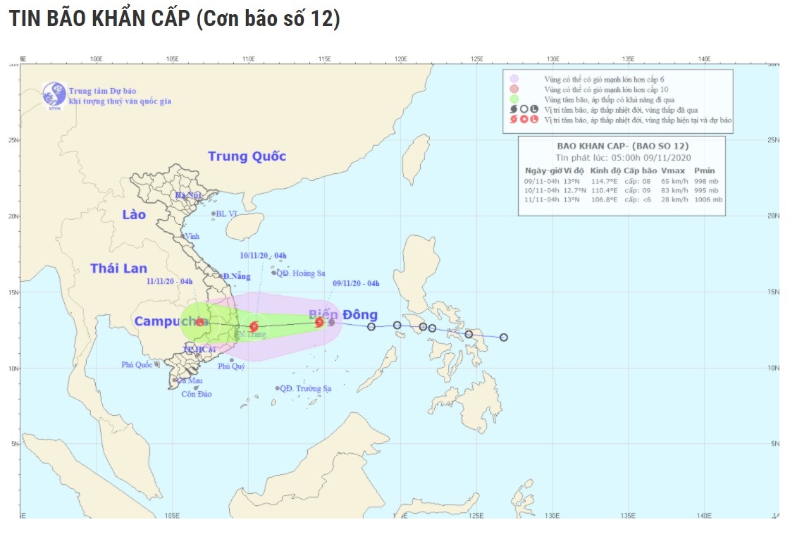 Tin bão khẩn Bão số 12 giật cấp 10