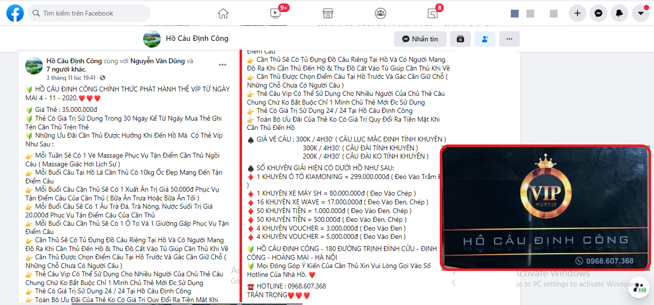 Hồ điều hòa Định Công biến thành hồ câu dịch vụ “vung cần câu tiền”