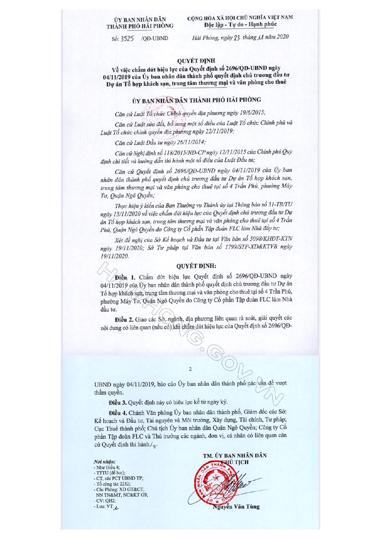 Hải Phòng khai tử dự án xây dựng tòa nhà 72 tầng của Tập đoàn FLC