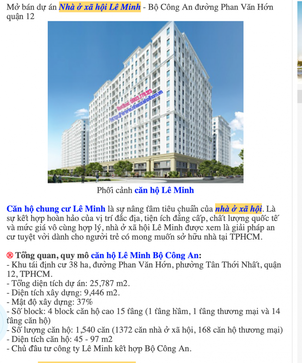 Cảnh báo dấu hiệu lừa đảo ở dự án căn hộ nhà ở xã hội Lê Minh