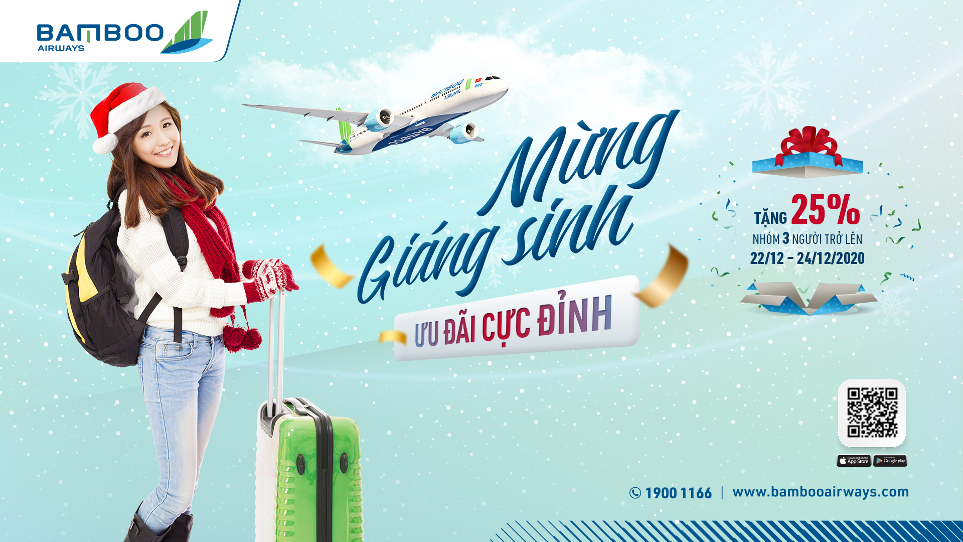 Bamboo Airways tung ưu đãi giảm 25% giá vé cho nhóm khách nhân dịp Giáng Sinh 2020