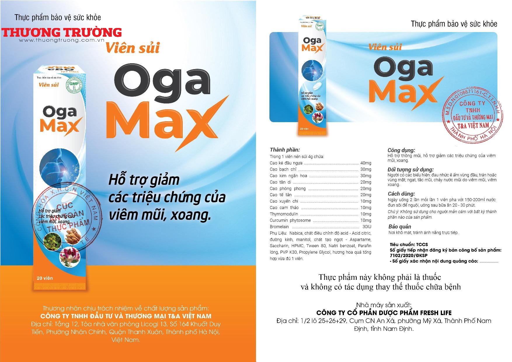 Viên sủi Oga max được ‘tung hô’ là sản phẩm điều trị viêm xoang số 1 Việt Nam