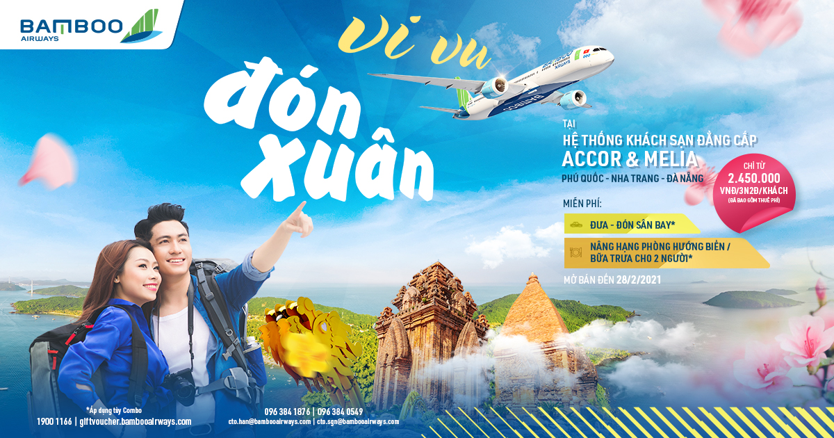 Nóng du lịch biển đầu năm, Bamboo Airways tiếp tục tung combo trọn gói, ưu đãi tới 30%
