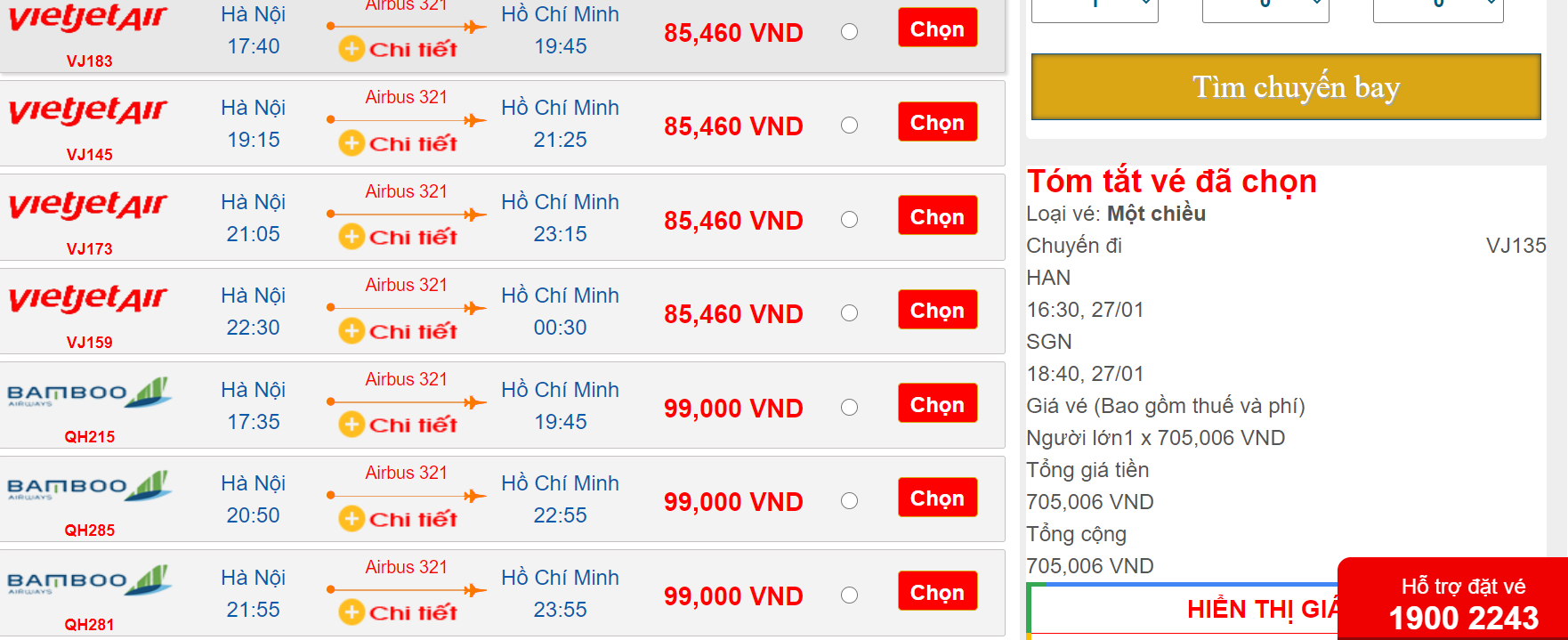 Giá vé máy bay thị trường nội địa giảm giá sâu