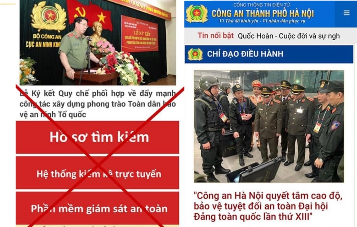 Phát hiện trang web giả mạo Cổng thông tin điện tử Công an Hà Nội