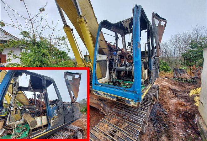 Bị kẻ gian thiêu rụi máy múc gần 1 tỷ đồng ngay ngày giáp Tết ở Kon Tum