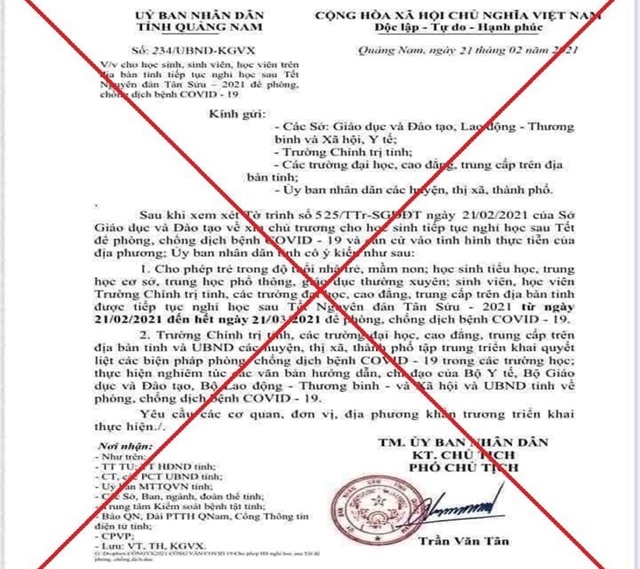Quảng Nam Công an vào cuộc điều tra, làm rõ người làm giả mạo văn bản cho học sinh nghỉ học
