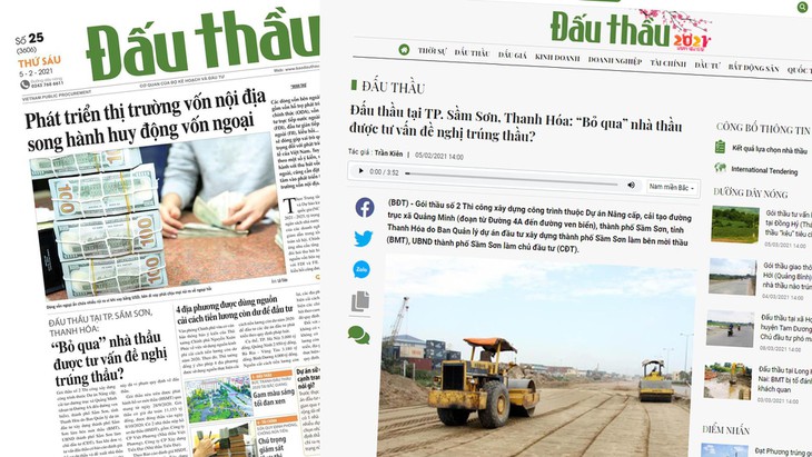 Đấu thầu tại TP. Sầm Sơn, Thanh Hóa Bên mời thầu lý giải việc chọn nhà thầu xếp thứ 2