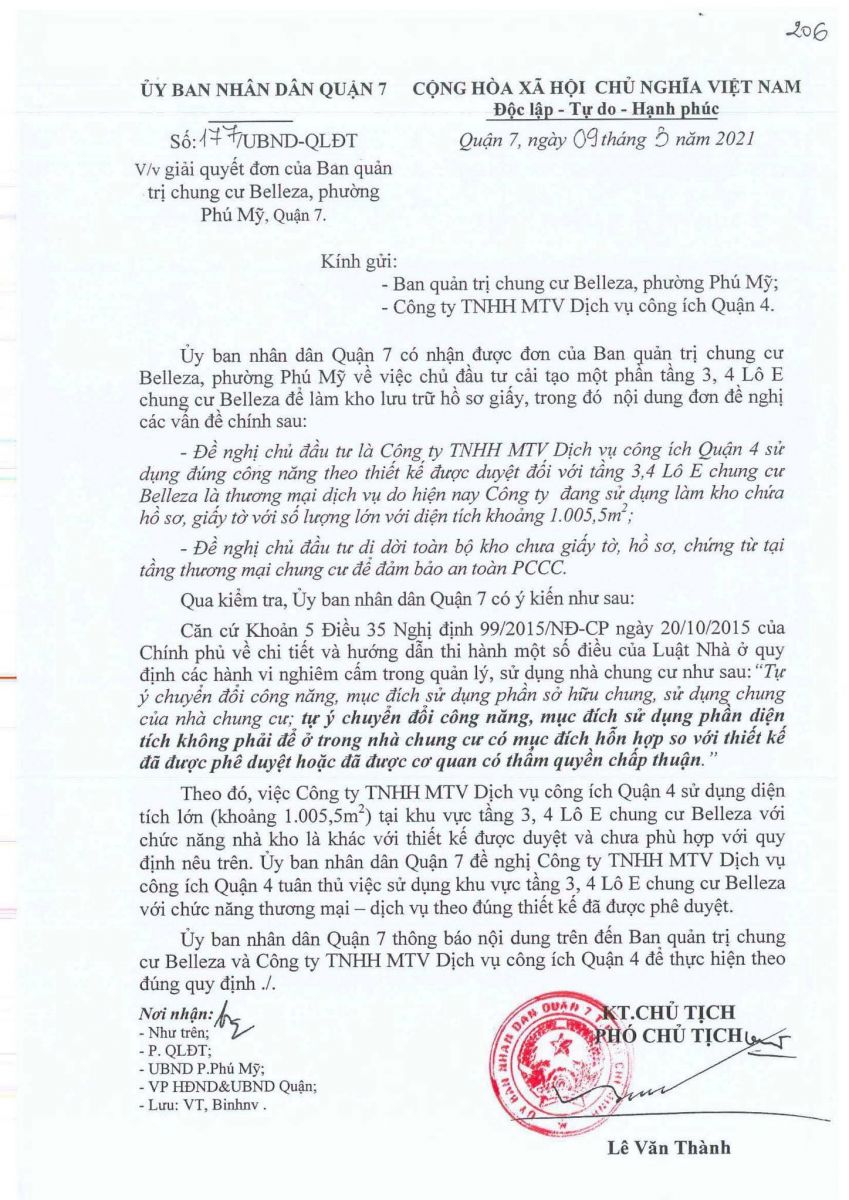 TP.HCM Chủ đầu tư chung cư Belleza biến tầng thương mại thành nhà kho