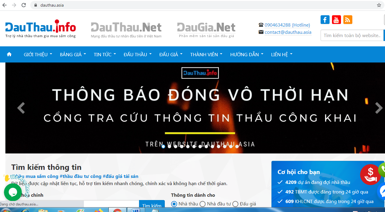 Xử phạt hành chính và yêu cầu thu hồi tên miền đối với trang thông tin điện tử dauthau.info