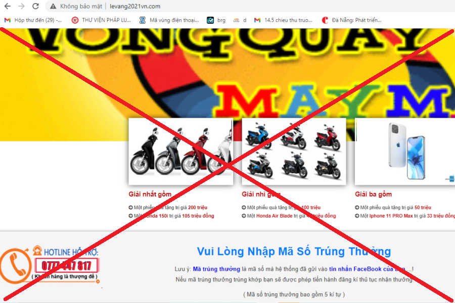 Cảnh báo về chương trình trúng thưởng trên trang thông tin giả mạo