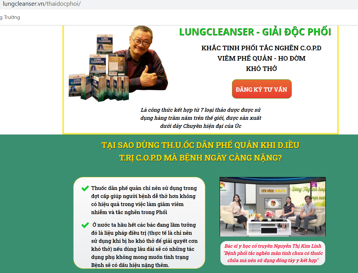 Thực phẩm BVSK Healthway Lung Cleanser 60s Quảng cáo “thổi phồng” công dụng như thuốc chữa bệnh