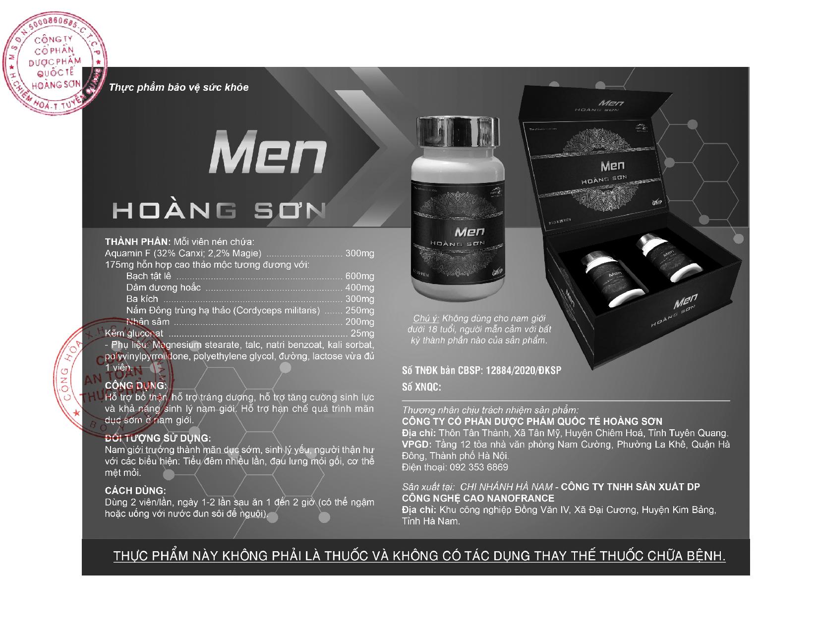 Dược phẩm Hoàng Sơn quảng cáo TPBVSK như thuốc chữa bệnh, vi phạm quy định