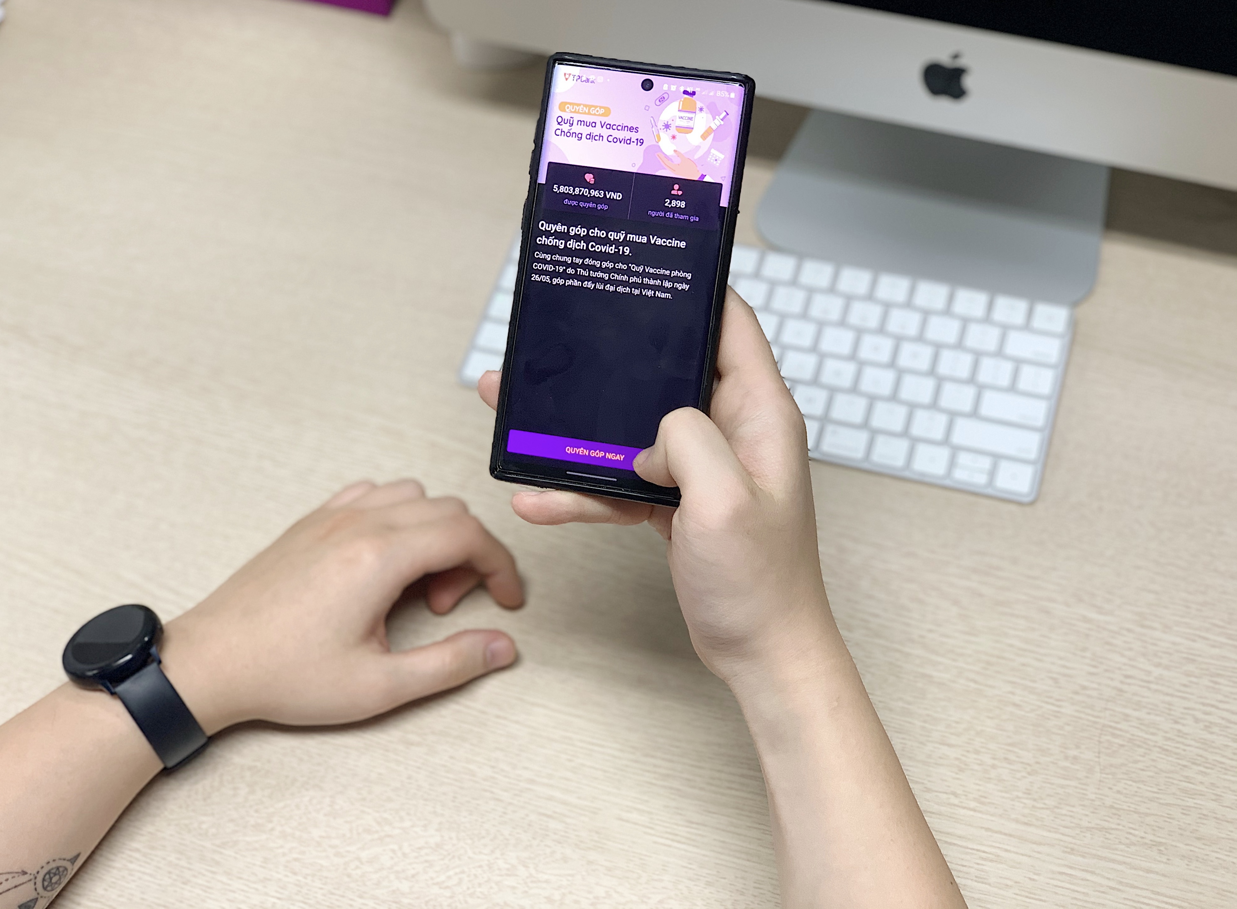 TPBank mở tính năng giúp khách hàng ủng hộ quỹ Vaccine của Chính phủ nhanh gọn nhất