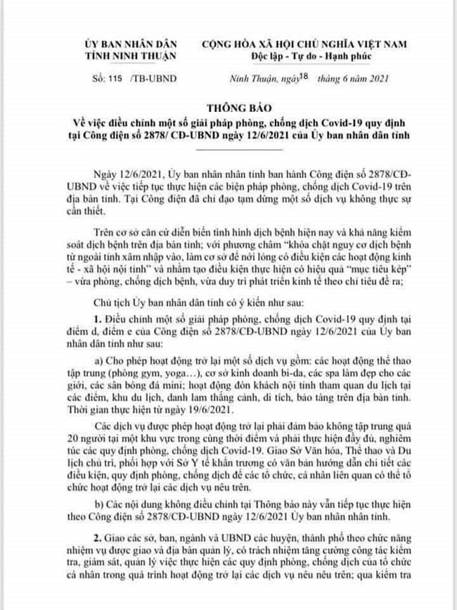 Ninh Thuận cho phép một số dịch vụ được hoạt động trở lại