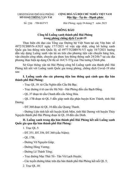 Hải Phòng Công bố luồng xanh cho các phương tiện lưu thông quá cảnh qua địa bàn thành phố