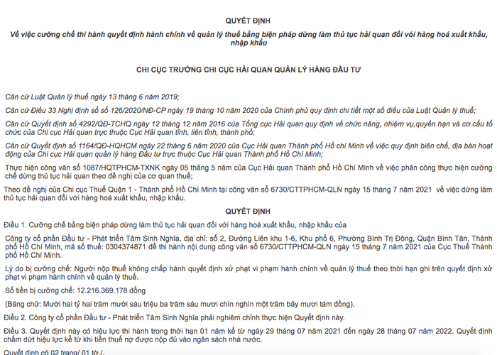 TP.HCM Không chấp hành quyết định xử phạt vi phạm về thuế, hàng loạt doanh nghiệp bị cưỡng chế