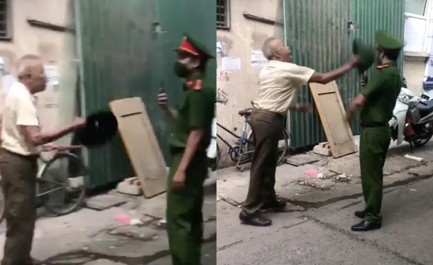 Hà Nội Phạt 2 triệu đồng cụ ông đập mũ cối vào công an khi bị nhắc nhở đeo khẩu trang