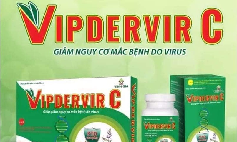 Thực phẩm bảo vệ sức khoẻ Vipdervir C chưa được Cục ATTP xác nhận, cấp phép nội dung quảng cáo