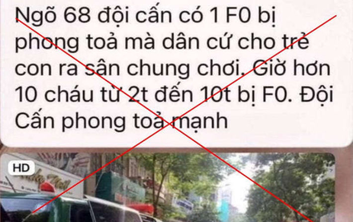 Thông tin hơn 10 trẻ em ở Đội Cấn mắc COVID-19 là sai sự thật