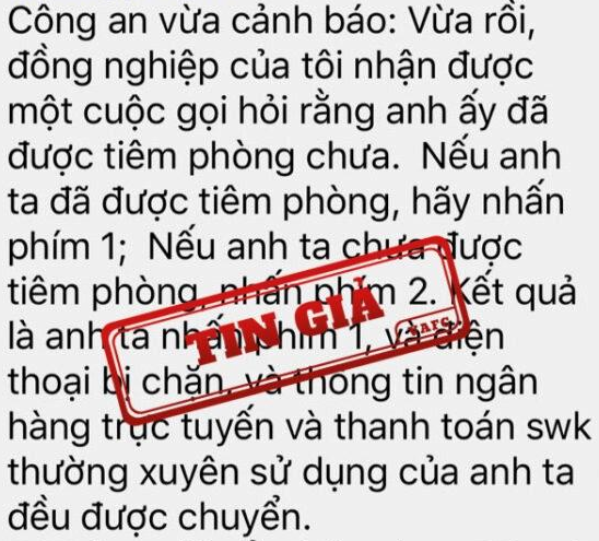 Lừa chiếm đoạt thông tin cá nhân thông qua tin nhắn ‘Hỏi tiêm phòng chưa...’ 