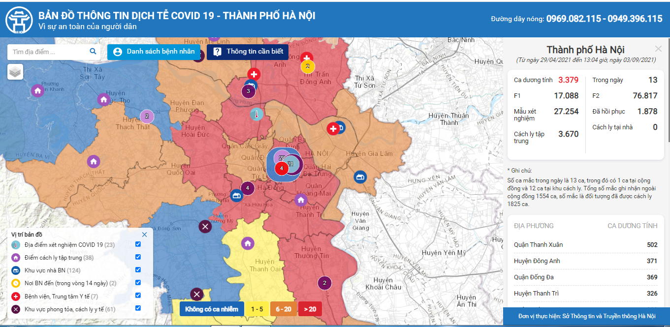 Những khu vực nào tại Hà Nội đang là vùng đỏ 