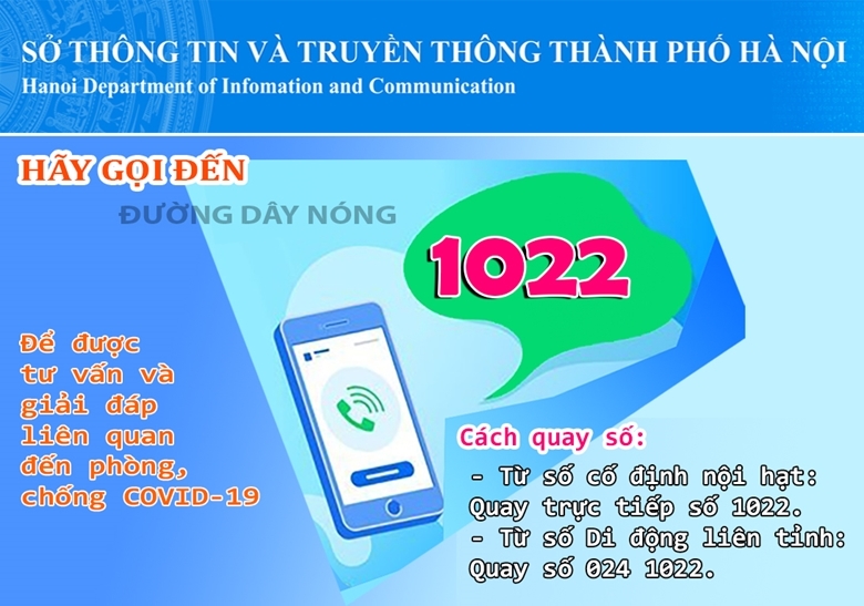 Tổng đài điện thoại 1022 tiếp nhận thông tin hỗ trợ người dân trên địa bàn Hà Nội 