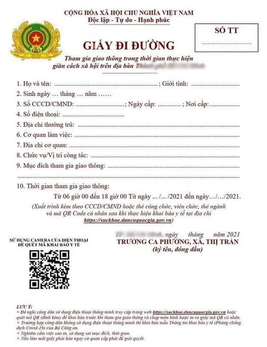 Hà Nội Cảnh sát giao thông và công an xã, phường sẽ cấp giấy đi đường có mã “QR Code” 