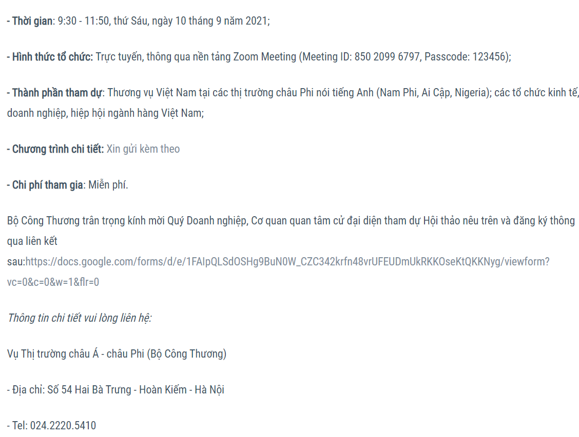 Sắp diễn ra hội thảo “Tháo gỡ khó khăn xuất khẩu sang các nước Châu Phi”