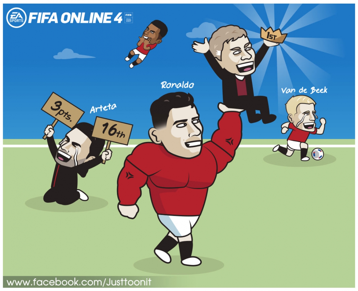 Biếm họa 24h Ronaldo nhấc Solskjaer lên ngôi đầu, “Lão bà” đi tìm CR7