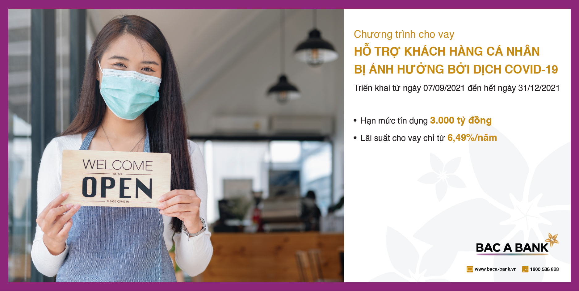 BAC A BANK ưu đãi cho vay hỗ trợ khách hàng cá nhân bị ảnh hưởng bởi dịch Covid-19