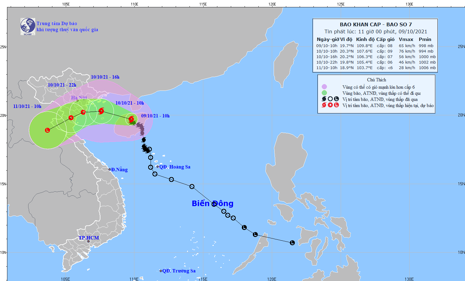 Bão số 7 tăng tốc, đổi hướng khi vào Vịnh Bắc Bộ