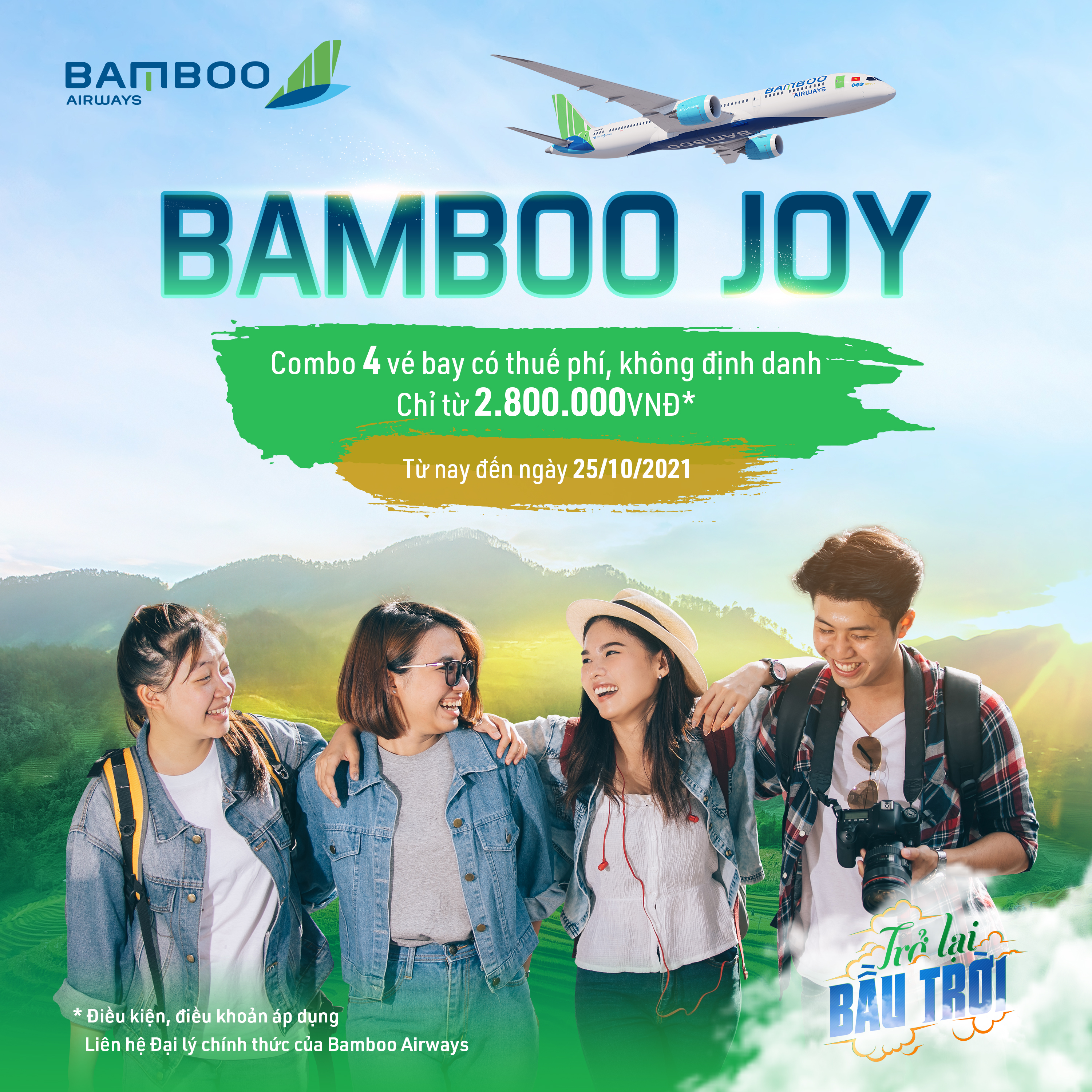 Thoả sức trải nghiệm bay đẳng cấp với ưu đãi đồng giá GV4 của Bamboo Airways
