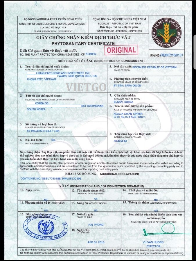 Đài Loan yêu cầu Giấy chứng nhận kiểm dịch thực vật với hàng hóa nhập khẩu