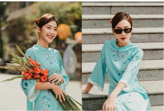 Khả Ngân xinh đẹp trong trang phục áo dài truyền thống