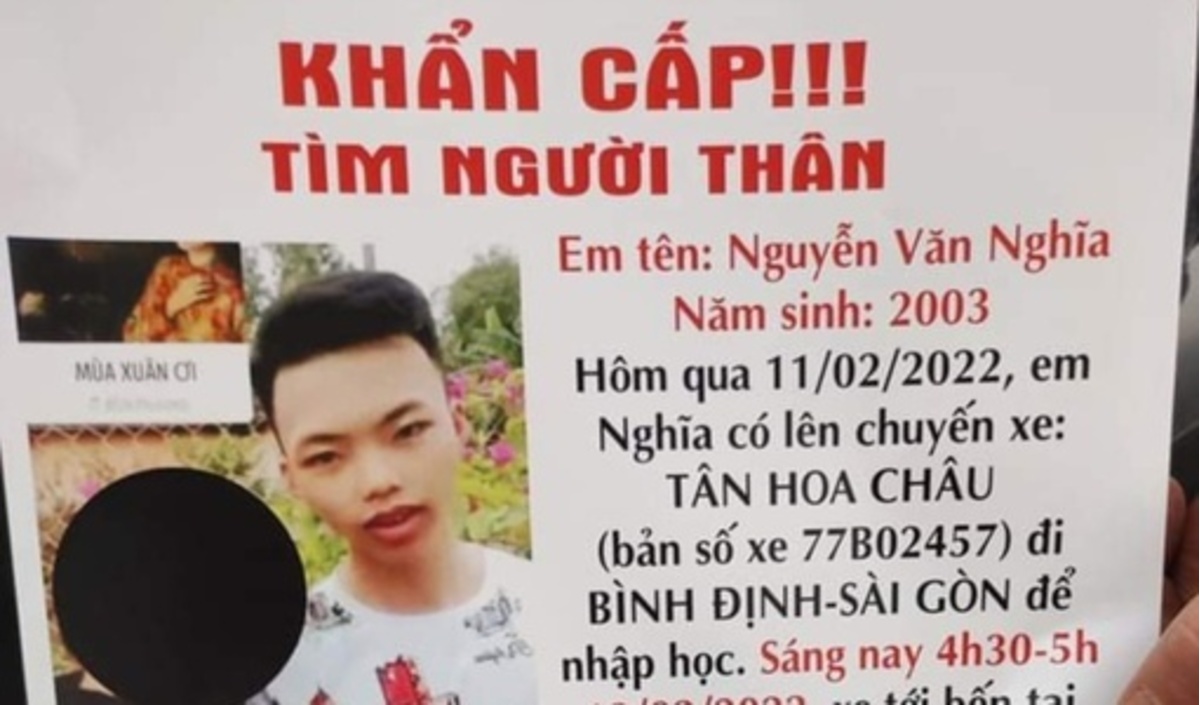 Tìm thấy thi thể nam sinh viên bị mất tích khi đi nhập học ở TP.HCM