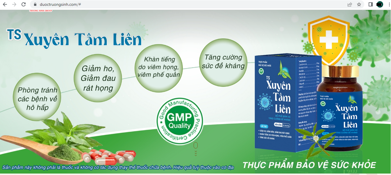 Cảnh báo thông tin quảng cáo sản phẩm TS Anco và TS Xuyên Tâm Liên của công ty Trường Sinh