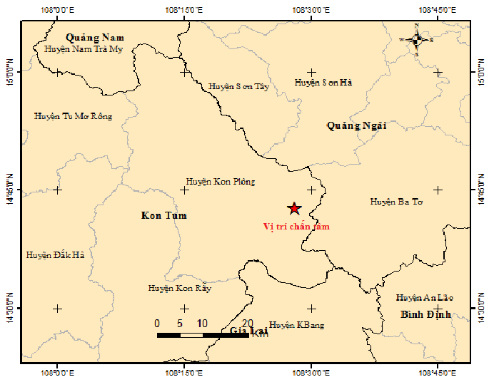 Ghi nhận thêm 4 trận động đất tại Kon Tum