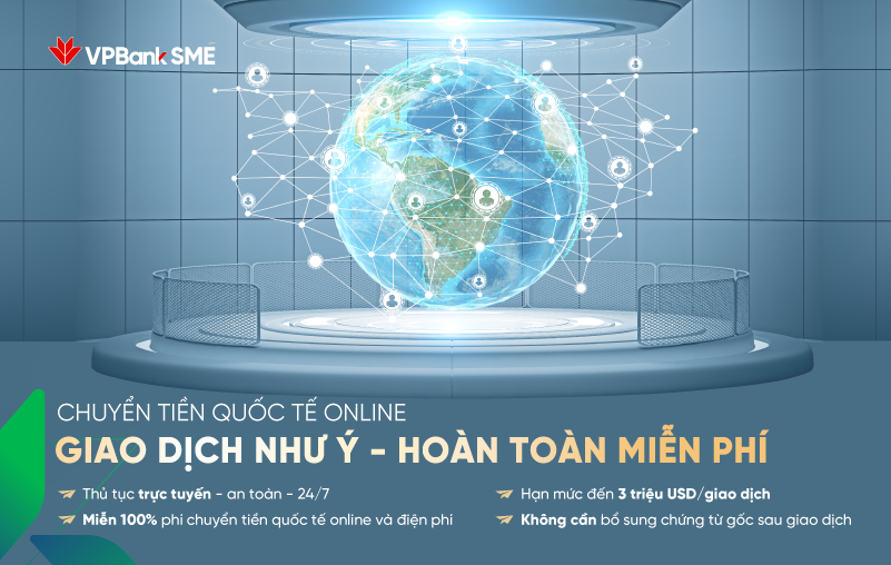 VPBank miễn 100% phí chuyển tiền quốc tế Online 