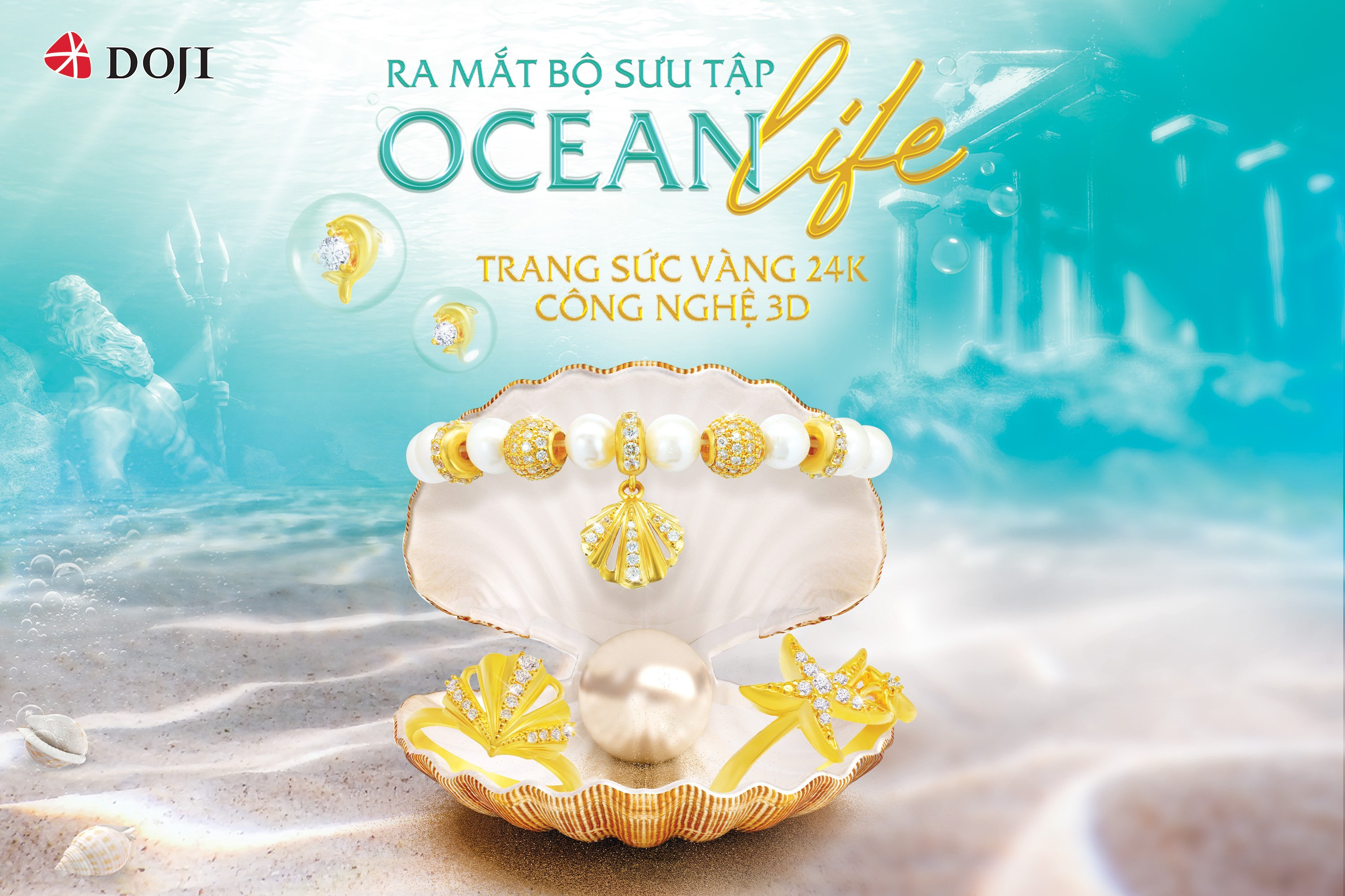 Đón hè rực rỡ với các thiết kế trong bộ sưu tập Trang sức vàng 24K Ocean Life của DOJI